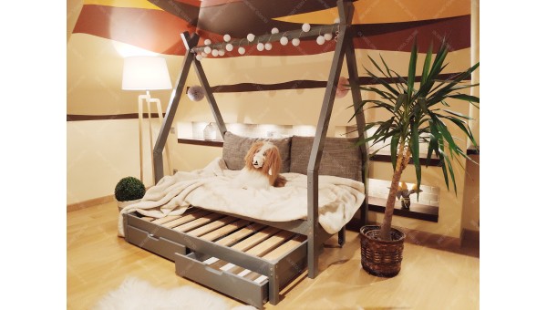 Łóżko domek drewniane dla dzieci TIPI 6 Naturalny